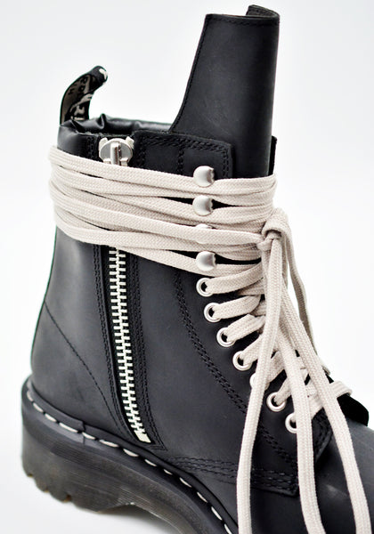 RICK OWENS x DR. MARTENS WOMENS QUAD SOLE STEEL TOE BOOTS BLACK FW26