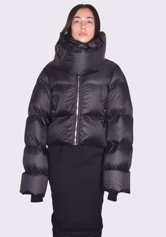 RICK OWENS FUNNEL DOWN JACKET BLACK FW24 | DOSHABURI Online Shop