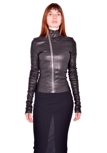 RICK OWENS GARY LEATHER JACKET BLACK FW26 | DOSHABURI Online Shop