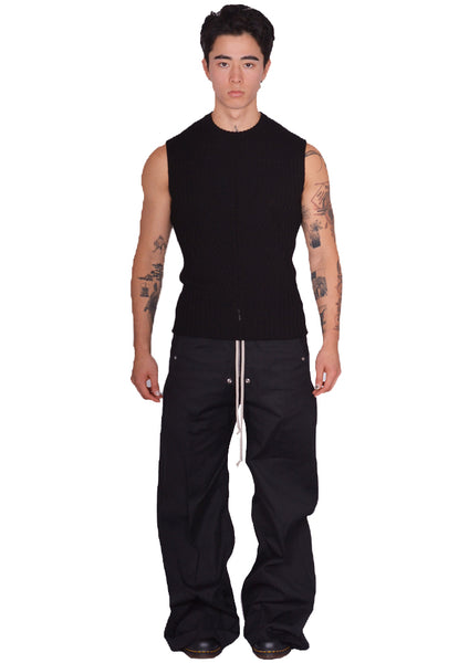 RICK OWENS MEN KNIT VEST BLACK SS25 | DOSHABURI Online Shop