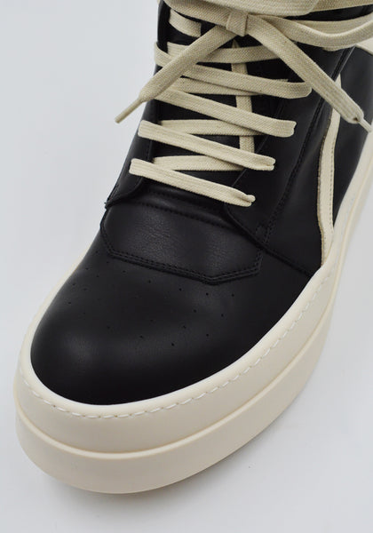 RICK OWENS MEGA BUMPER GEOBASKET SNEAKERS BLACK/MILK FW26 | DOSHABURI