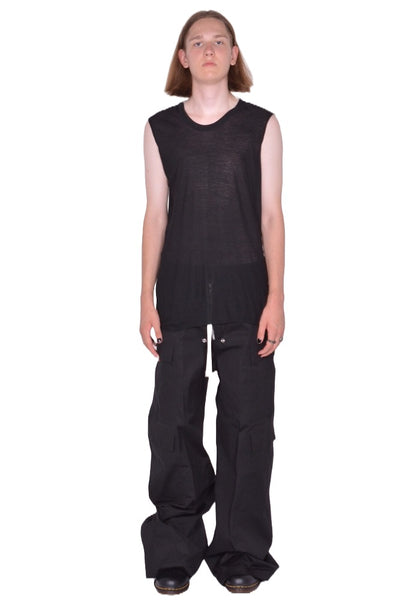 RICK OWENS MEN BASIC SLEEVELESS T-SHIRT BLACK FW25 | DOSHABURI Shop