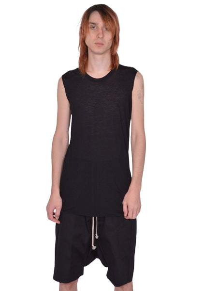 RICK OWENS MEN BASIC SLEEVELESS T-SHIRT BLACK SS26 | DOSHABURI Shop