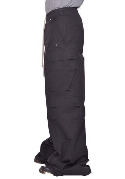 RICK OWENS MEN CARGO BELAS WIDE PANTS BLACK FW25 | DOSHABURI Shop
