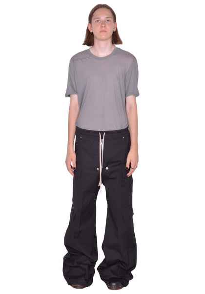 RICK OWENS MEN CARGO BELAS WIDE PANTS BLACK FW25 | DOSHABURI Shop