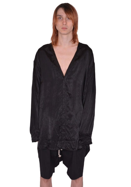 RICK OWENS MEN CONCORDIAN SHIRT BLACK SS26 | DOSHABURI Online Shop