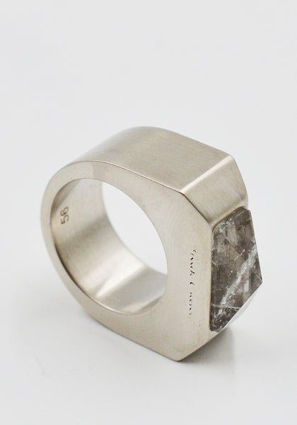 RICK OWENS MEN CRYSTAL PYRAMID RING PALLADIO FW25 | DOSHABURI Shop