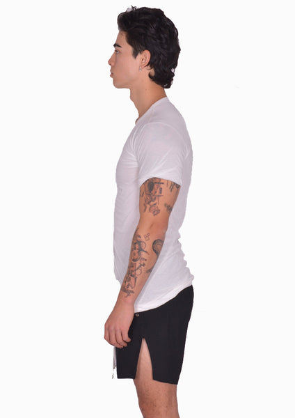 RICK OWENS MEN DOUBLE LAYERED T-SHIRT MILK SS25 | DOSHABURI Shop