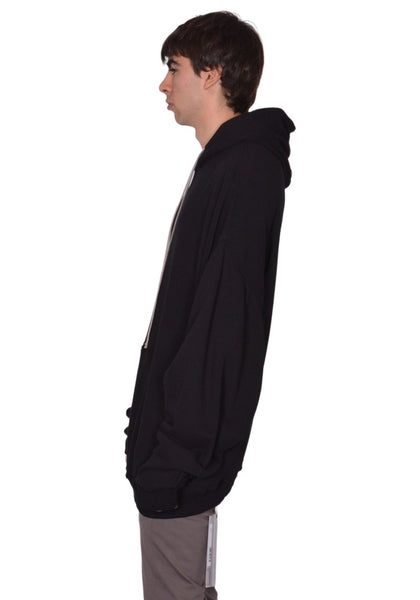 RICK OWENS MEN HUN SWEAT HOODIE BLACK SS26 | DOSHABURI Shop