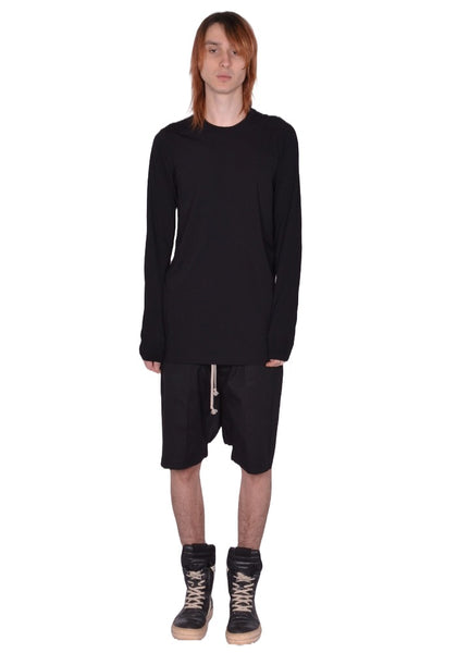 RICK OWENS MEN LEVEL LONG SLEEVE T-SHIRT BLACK SS26 | DOSHABRI Shop