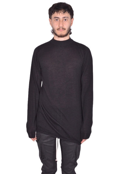 RICK OWENS MEN LEVEL LUPETTO KNIT SWEATER BLACK FW25 | DOSHABURI Shop