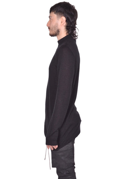 RICK OWENS MEN LEVEL LUPETTO KNIT SWEATER BLACK FW25 | DOSHABURI Shop