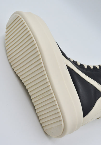 RICK OWENS MEN MEGA GEOBASKET SNEAKERS BLACK/MILK SS25 | DOSHABURI Shop