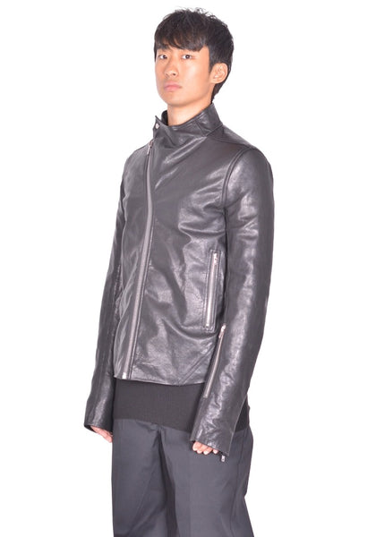 RICK OWENS MEN RELEASE LEATHER JACKET BLACK FW26 | DOSHABURI Shop