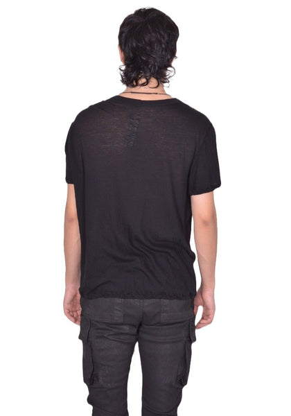 RICK OWENS MEN SHORT LEVEL T-SHIRT BLACK FW25 | DOSHABURI Shop