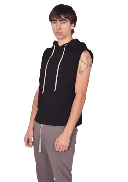 RICK OWENS MEN RU01F2153 JNT SLEEVELESS SWEAT HOODIE BLACK - DOSHABURI