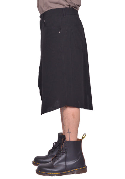 RICK OWENS MEN SLIVERED SKIRT BLACK SS25 | DOSHABURI Online Shop