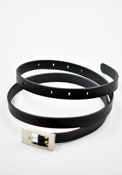 RICK OWENS MEN STOOGES LEATHER BELT BLACK FW26 | DOSHABURI Shop