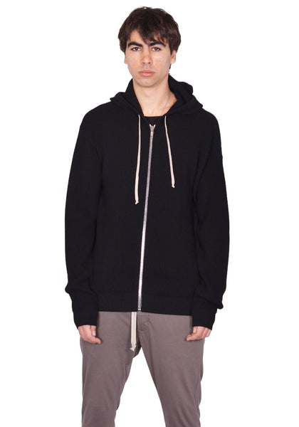 RICK OWENS MEN ZIPPED HOODIE BLACK SS26 | DOSHABURI Shop