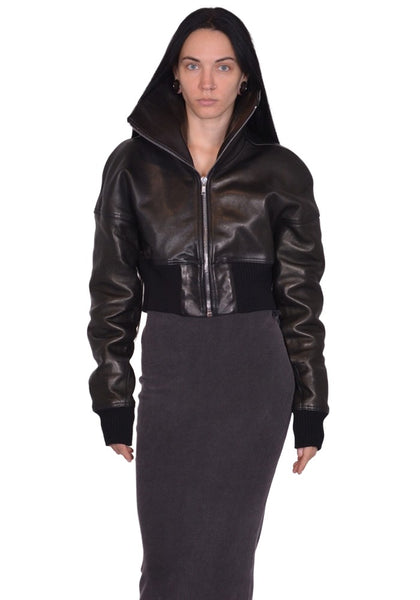 RICK OWENS PADDED BOMBER LEATHER JACKET BLACK FW25 | DOSHABURI Shop