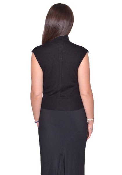 RICK OWENS SLEEVELESS TURTLE KNIT TOP BLACK SS25 | DOSHABURI Shop