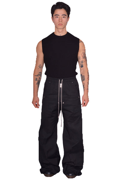 RICK OWENS MEN WIDE BELA PANTS BLACK SS25 | DOSHABURI Online Shop