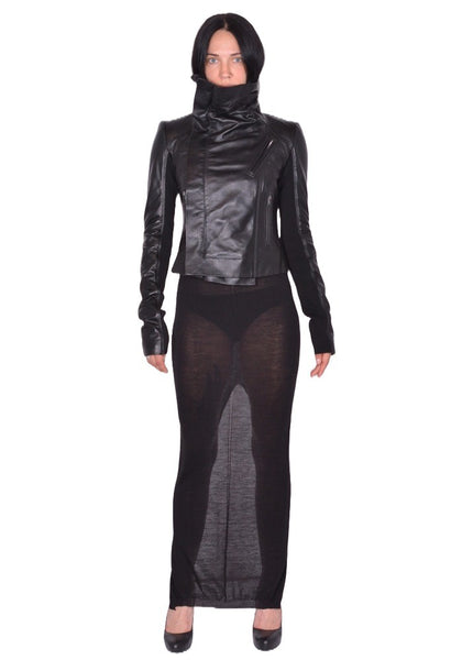 RICK OWENS WOMEN CLASSIC LEATHER JACKET BLACK FW25 | DOSHABURI Shop