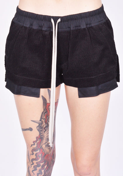 RICK OWENS WOMEN FOG BOXER SHORTS BLACK FW25 | DOSHABURI Online Shop