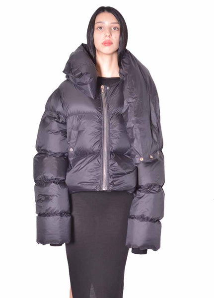 RICK OWENS WOMEN FUNNEL NECK BLACK 2026FW | DOSHABURI Online Shop 