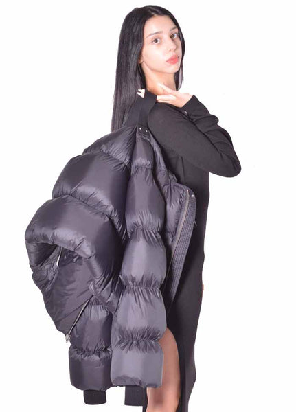RICK OWENS WOMEN FUNNEL NECK BLACK 2026FW | DOSHABURI Online Shop 