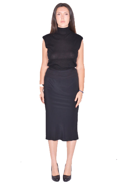 RICK OWENS WOMEN KNEE BIAS SKIRT BLACK SS25 | DOSHABURI Shop