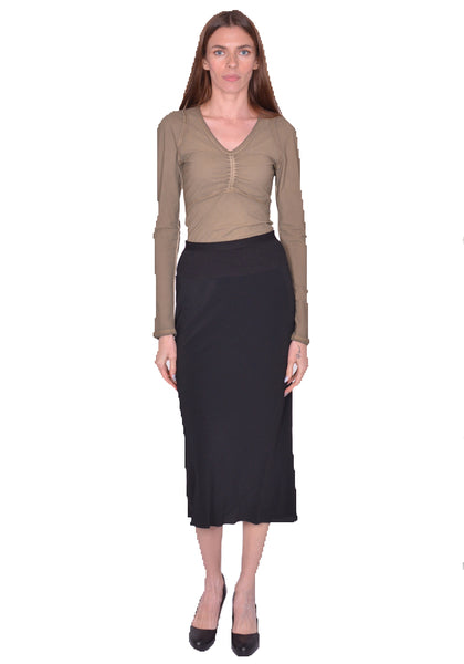 RICK OWENS WOMEN RP01E7332 Y 09 KNEE BIAS SKIRT BLACK SS25 | DOSHABURI Shop