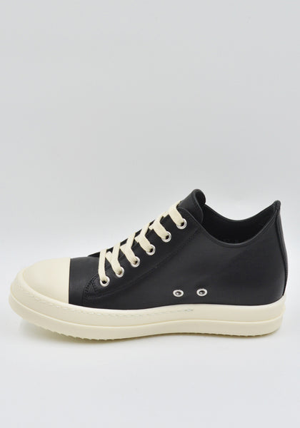 RICK OWENS WOMEN LEATHER LOW-CUT SNEAKERS BLACK SS25 | DOSHABURI Shop