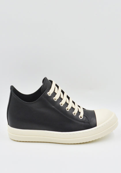 RICK OWENS WOMEN LEATHER LOW-CUT SNEAKERS BLACK SS25 | DOSHABURI Shop