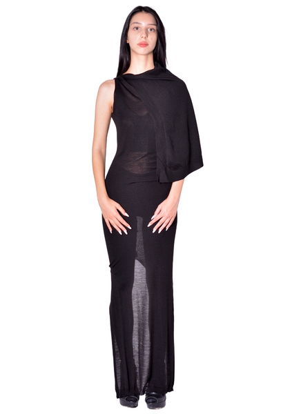 RICK OWENS WOMEN SL SCARF DRESS BLACK 2026FW | DOSHABURI Shop