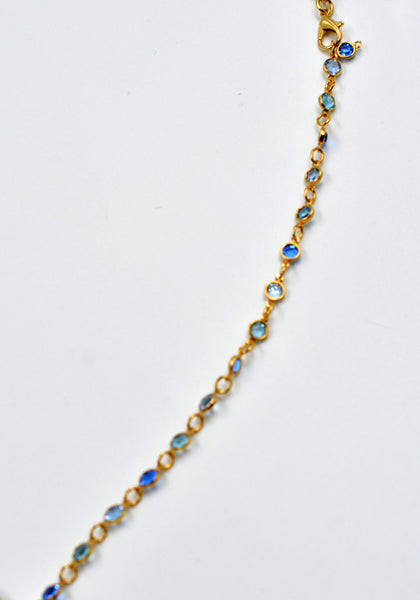 BLESS Nº 78 MATERIALMIX NECKLACE WATCH w/BLUE RHINESTONE | DOSHABURI