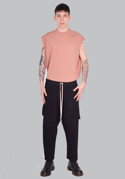 RICK OWENS DRKSHDW DU01D1371 RIG CREATCH CARGO CROPPED DRAWSTRING PANTS BLACK SS24 | DOSHABURI Online Shop