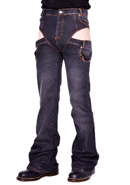 EGONLAB. DN004B STONEWASH PANTASLIP DENIM JEANS BLACK FW23 | DOSHABURI Online Shop