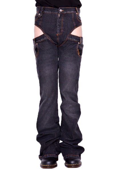 EGONLAB. DN004B STONEWASH PANTASLIP DENIM JEANS BLACK FW23 | DOSHABURI Online Shop