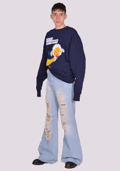 EGONLAB. SW001A GOAT SWEATSHIRT MARINE BLUE SS24 | DOSHABURI Online Shop