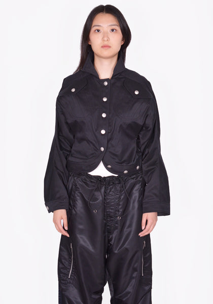 KIKO KOSTADINOV WOMEN KKWSS24J02-17 APOLLINAIRE CROPPED JACKET SABLE BLACK SS24 | DOSHABURI Online Shop