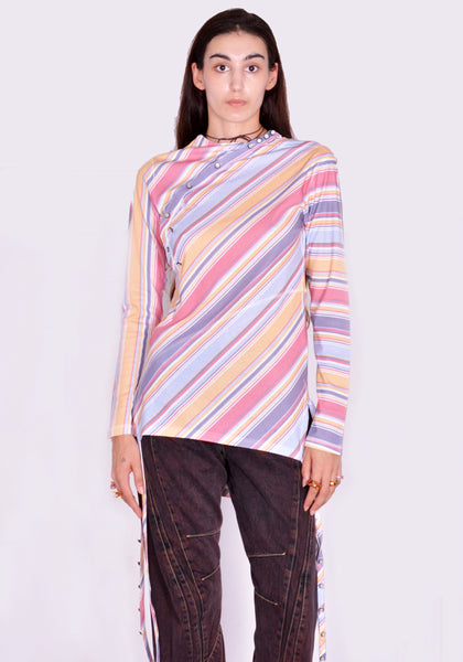 KIKO KOSTADINOV HENLEY T-SHIRT MULTI STRIPE FW24 | DOSHABURI Online Shop