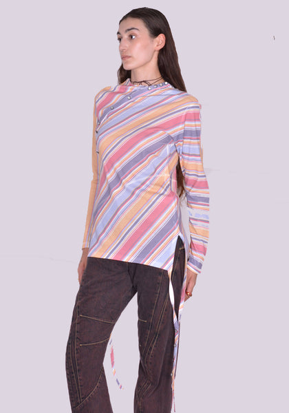 KIKO KOSTADINOV HENLEY T-SHIRT MULTI STRIPE FW24 | DOSHABURI Online Shop