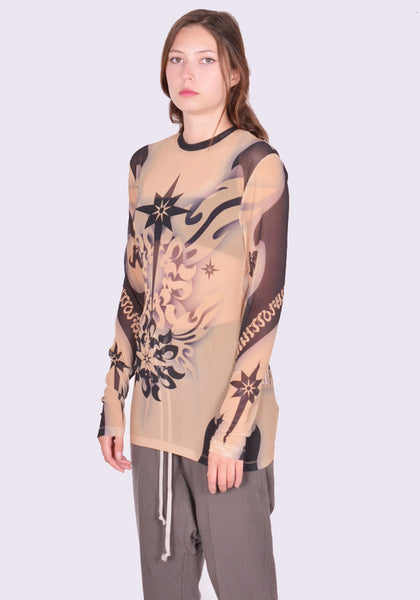 KUSIKOHC TATTOO GRAPHIC MESH TOP SS24 | DOSHABURI Online Shop