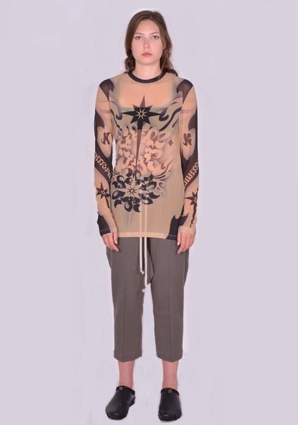 KUSIKOHC TATTOO GRAPHIC MESH TOP SS24 | DOSHABURI Online Shop