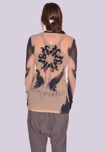 KUSIKOHC TATTOO GRAPHIC MESH TOP SS24 | DOSHABURI Online Shop