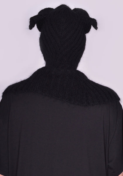 CHARLES JEFFREY LOVERBOY 31130501 UNISEX KNITTED EARS BALACLAVA BLACK FW23 | 50%OFF SALE | DOSHABURI Online Shop