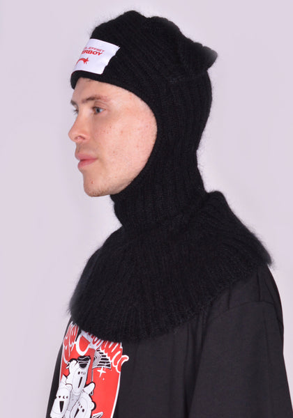 CHARLES JEFFREY LOVERBOY 31130501 UNISEX KNITTED EARS BALACLAVA BLACK FW23 | 50%OFF SALE | DOSHABURI Online Shop