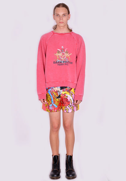 LIBERAL YOUTH MINISTRY SUNWASHED PRINTED SWEATSHIRT RED FW23 | DOSHABURI Online Shop