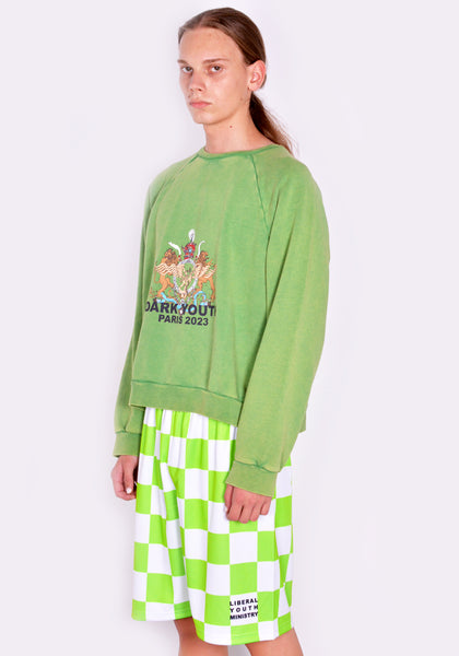 LIBERAL YOUTH MINISTRY LYM04T024 SUNWASHED SWEATSHIRT GREEN FW23 | DOSHABURI Online Shop